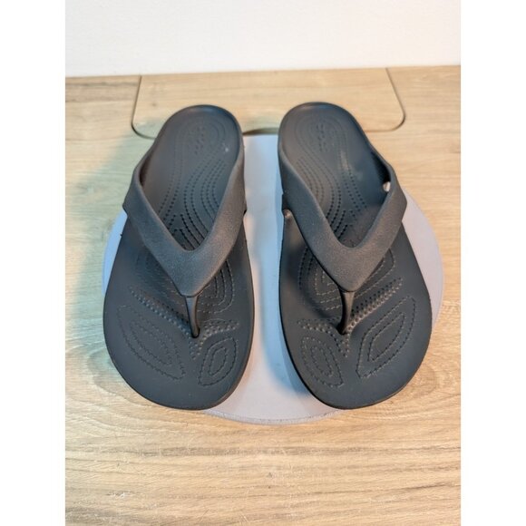 Crocs Womens Kadee II Flip Flop Sandals Black Rubber Slip On Iconic Comfort  10 - Picture 3 of 8